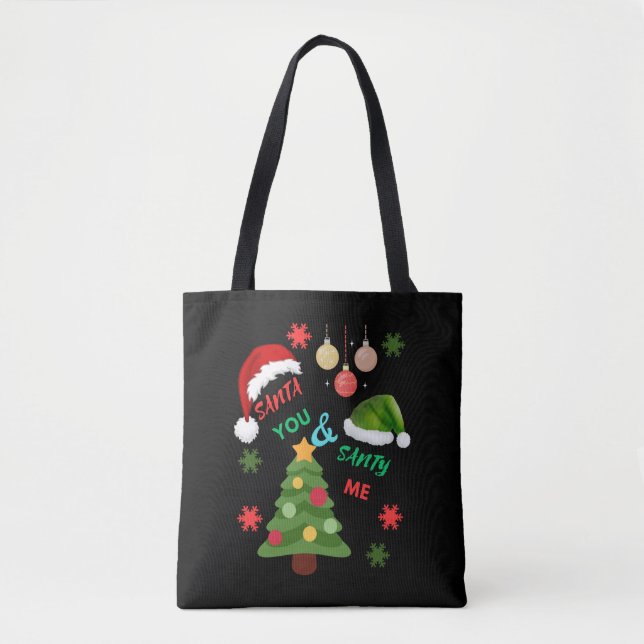 Weihnachtsbaum mit Weihnachtsmannmütze Tasche (Vorderseite)