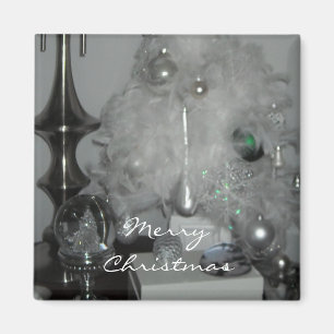 Weihnachtsbaum mit weißen Federn Magnet
