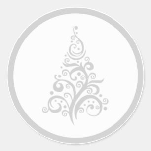 Weihnachtsbaum mit Wirbelsaufkleber des silbernen Runder Aufkleber