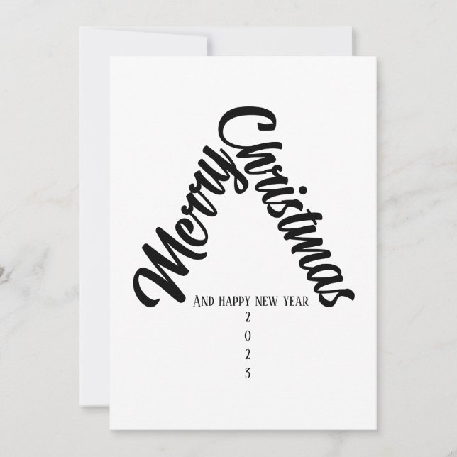 Weihnachtsbaum mit Worten Feiertagskarte (Vorderseite)