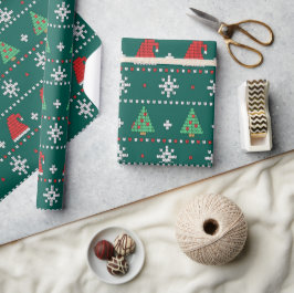 Weihnachtsbaum Modern grün, rot und weiß Geschenkpapier