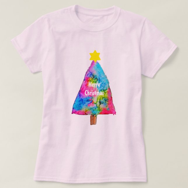 Weihnachtsbaum moderne Funkfarben T-Shirt (Design vorne)