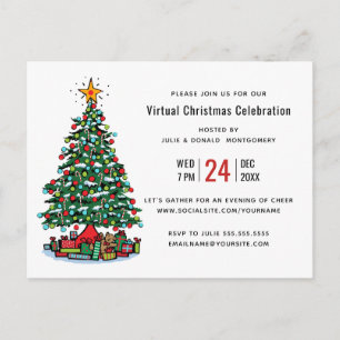 Weihnachtsbaum Moderne Virtual Holiday Party Einladungspostkarte