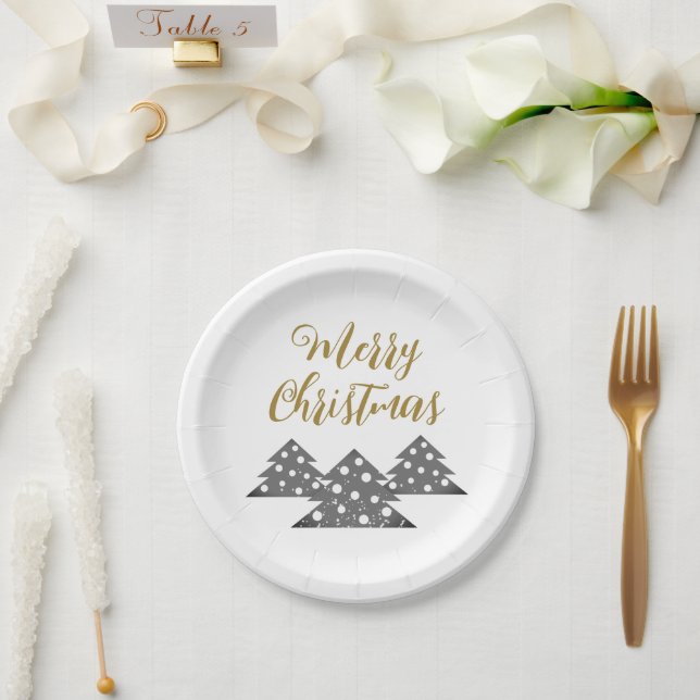 Weihnachtsbaum Moderner Minimalistischer Familienu Pappteller (Hochzeit)