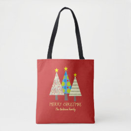 Weihnachtsbaum Moderner Muster Roter Cartoon Tasche