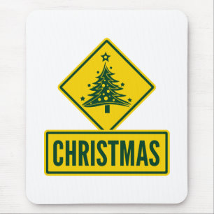Weihnachtsbaum Modernes Ferienstraßen-Warnschild Mousepad