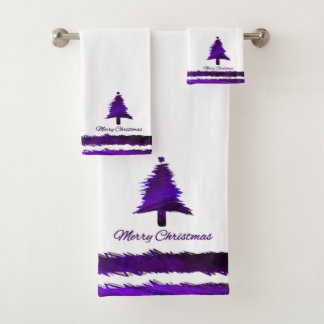 Weihnachtsbaum Modernes Urlaubsmuster Lila Badhandtuch Set