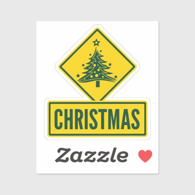 Weihnachtsbaum modernes Urlaubsstraßen-Warnschild Aufkleber (Blatt)
