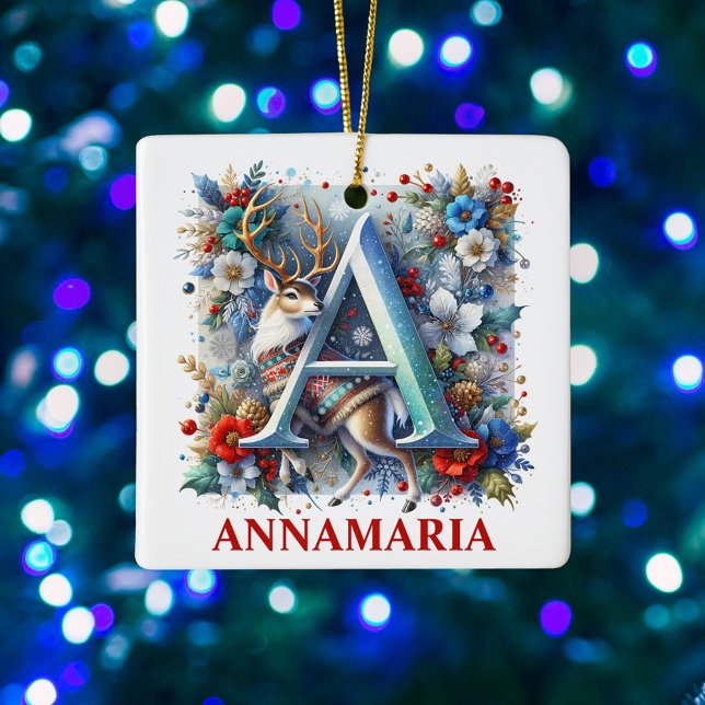 Weihnachtsbaum Monogram A mit Individuelle Name Keramikornament (Von Creator hochgeladen)