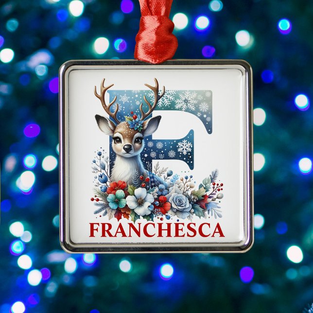 Weihnachtsbaum Monogram Letter F Individuelle Name Ornament Aus Metall (Von Creator hochgeladen)