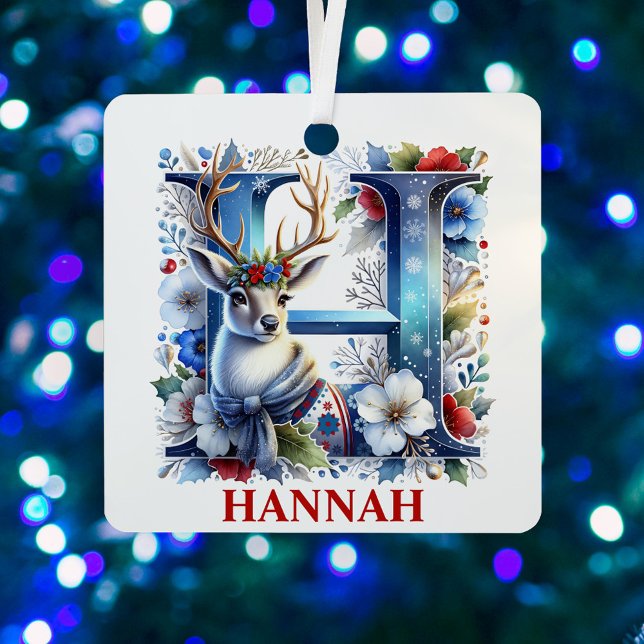 Weihnachtsbaum Monogram Letter H Individuelle Name Ornament Aus Metall (Von Creator hochgeladen)