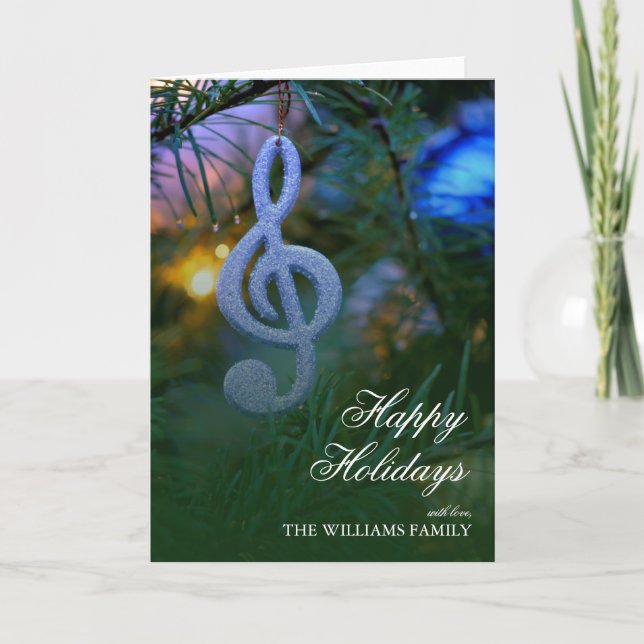Weihnachtsbaum-Musik-Symbolverzierung Feiertagskarte (Vorderseite)