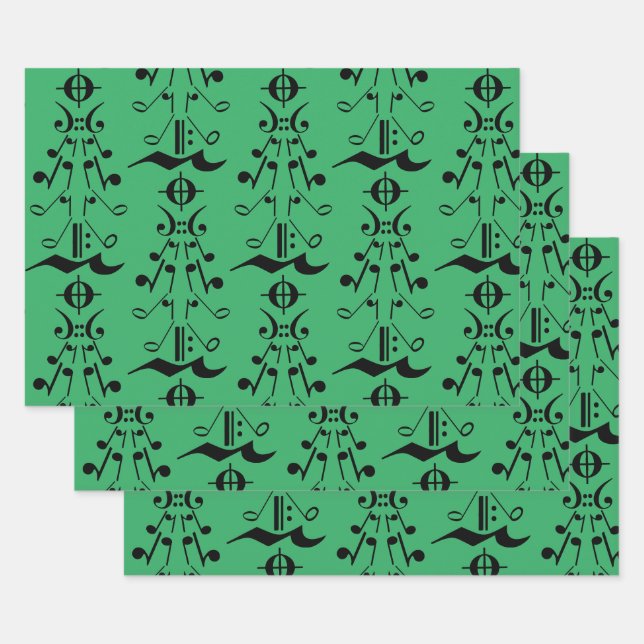 Weihnachtsbaum - Musiknote und Symbole Geschenkpapier Set (Set)