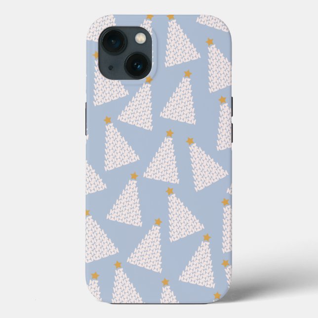 Weihnachtsbaum-Muster Blau Case-Mate iPhone Hülle (Rückseite)