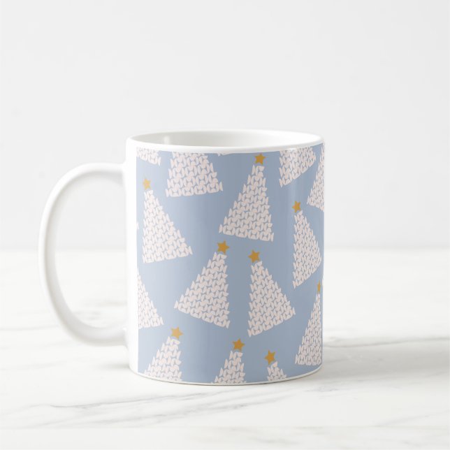 Weihnachtsbaum Muster Blau Kaffeetasse (Links)
