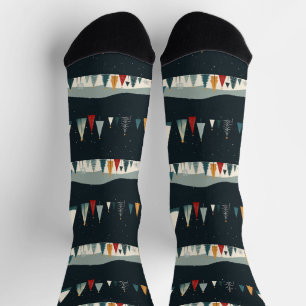 Weihnachtsbaum Muster dunkel Socken