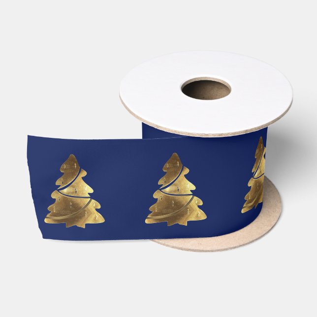 Weihnachtsbaum-Muster-elegantes Marine-Blau und Satinband (Spule)