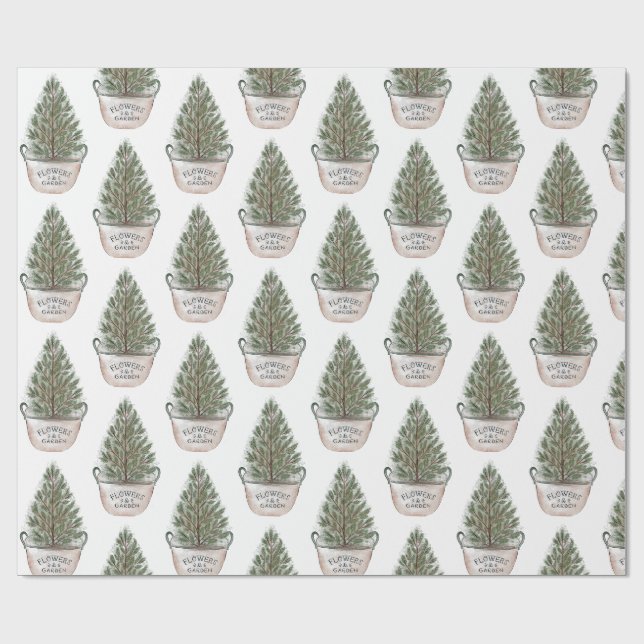 Weihnachtsbaum-Muster Geschenkpapier (Flach)