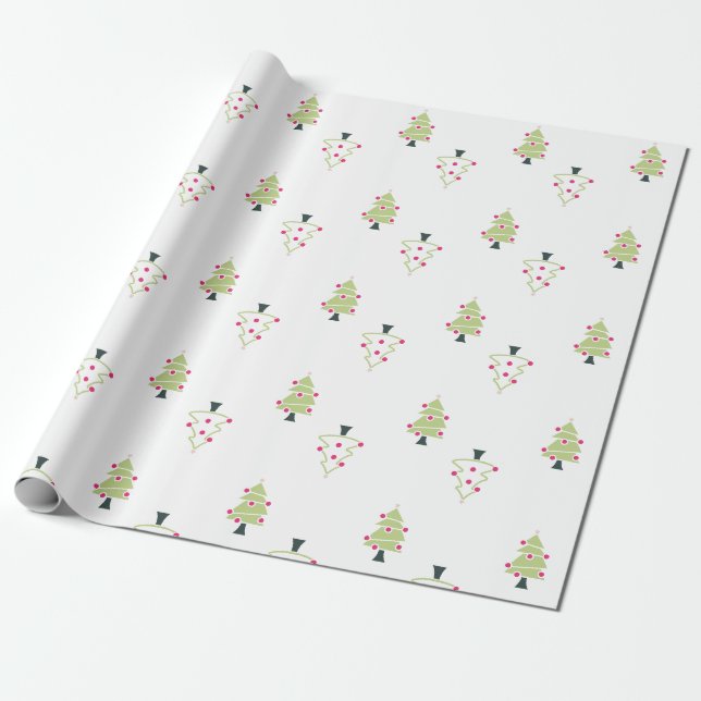Weihnachtsbaum-Muster Geschenkpapier (Ungerollt)