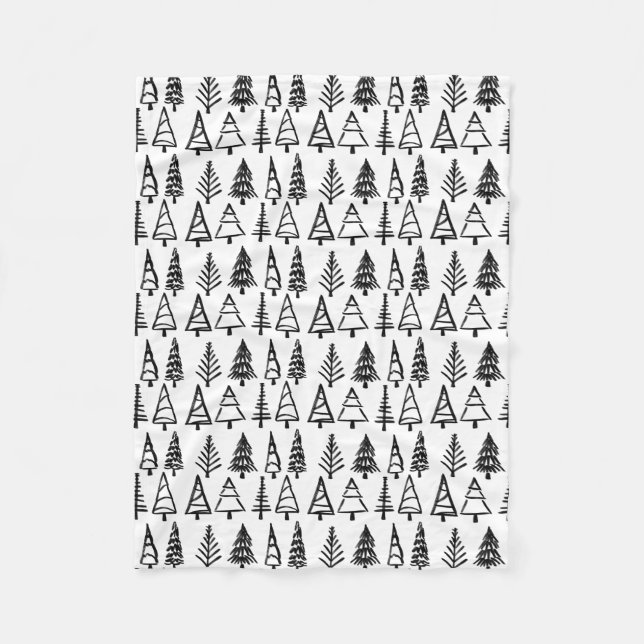 Weihnachtsbaum-Muster-Girly Chic des Schwarz-| Fleecedecke (Vorderseite)