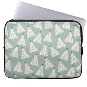 Weihnachtsbaum Muster Sage Green Laptopschutzhülle