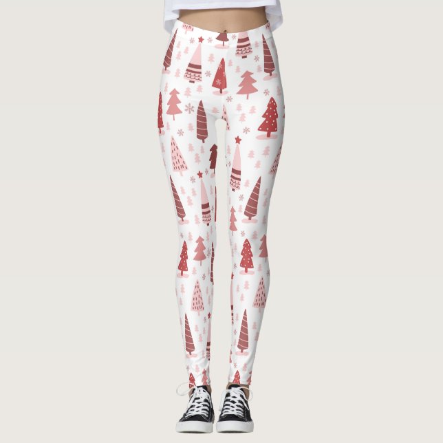 Weihnachtsbaum Muster Weiße Leggings (Vorderseite)
