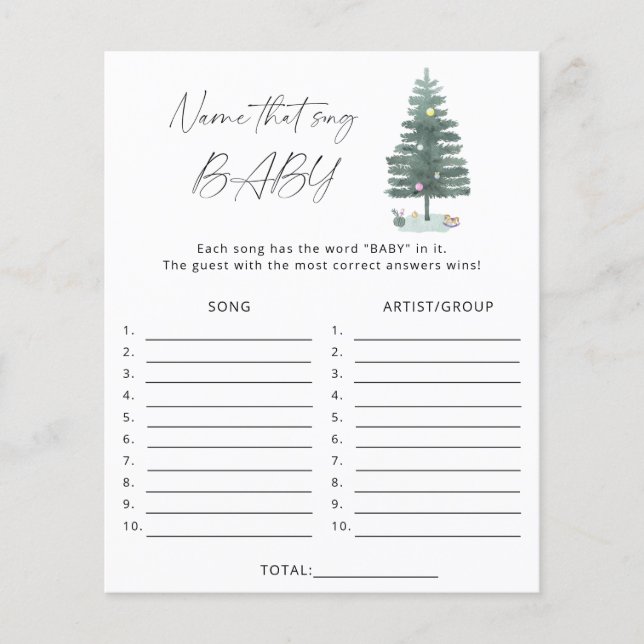 Weihnachtsbaum - Name dieses Lied Baby Duschgame (Vorderseite)