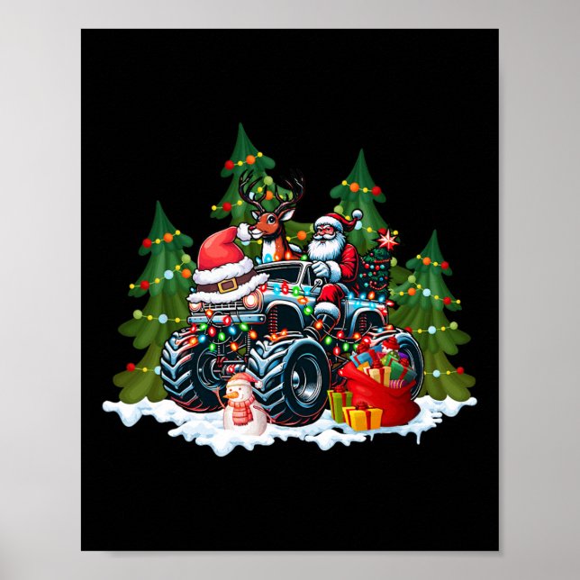 Weihnachtsbaum Niedlich Santa Clause Reitmonster R Poster (Vorne)