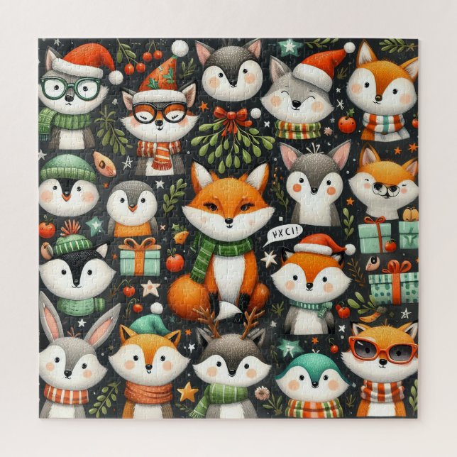 Weihnachtsbaum Niedliche Mistletoe Füchse (Vertikal)