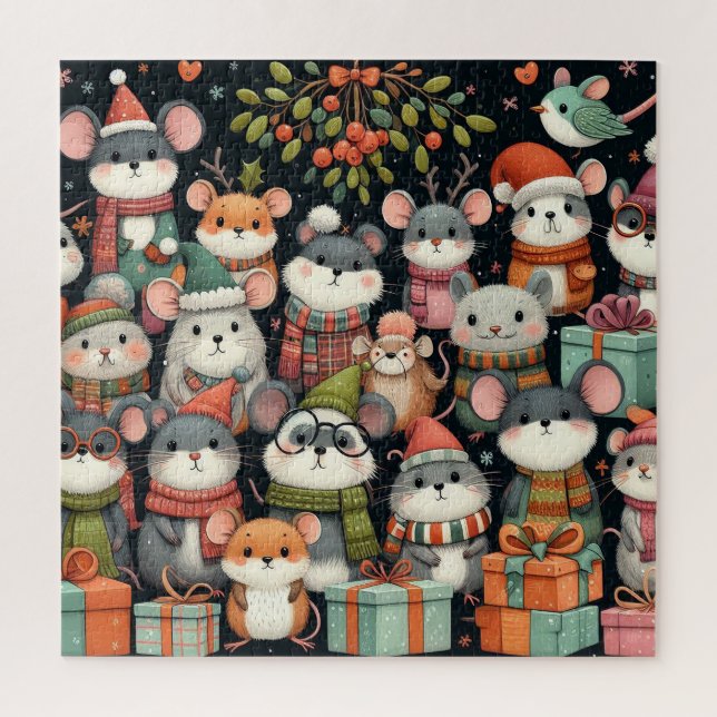 Weihnachtsbaum Niedliche Mistletoe Mäuse (Vertikal)