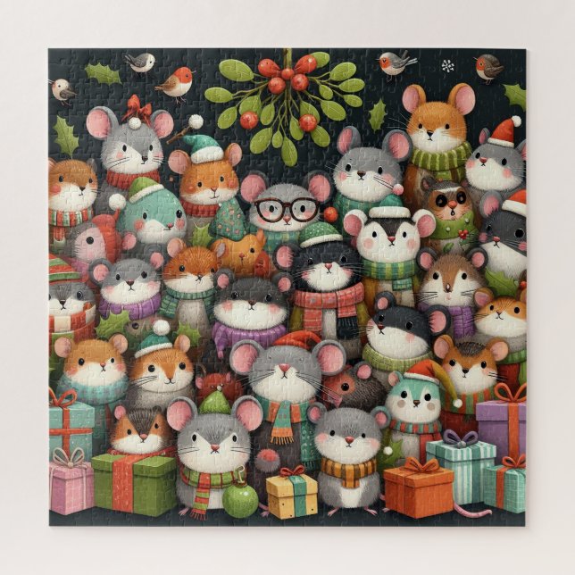 Weihnachtsbaum Niedliche Mistletoe Mäuse (Vertikal)