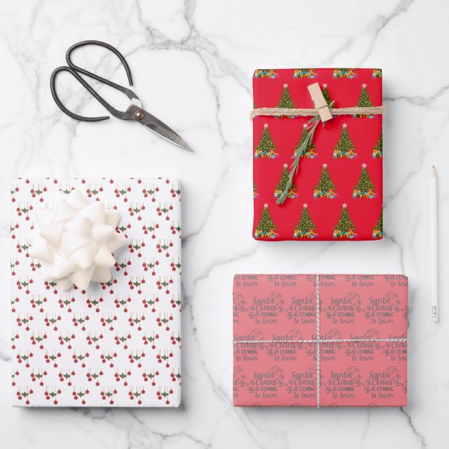 Weihnachtsbaum Niedliche Weihnachten Geschenkpapier Set (Vorderseite)
