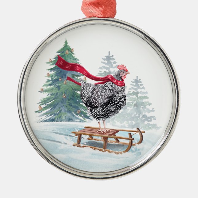 Weihnachtsbaum Niedliches Rodeln Ornament Aus Metall (Vorne)