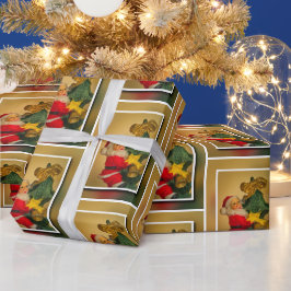 Weihnachtsbaum, Noël Red Green Gold Geschenkpapier