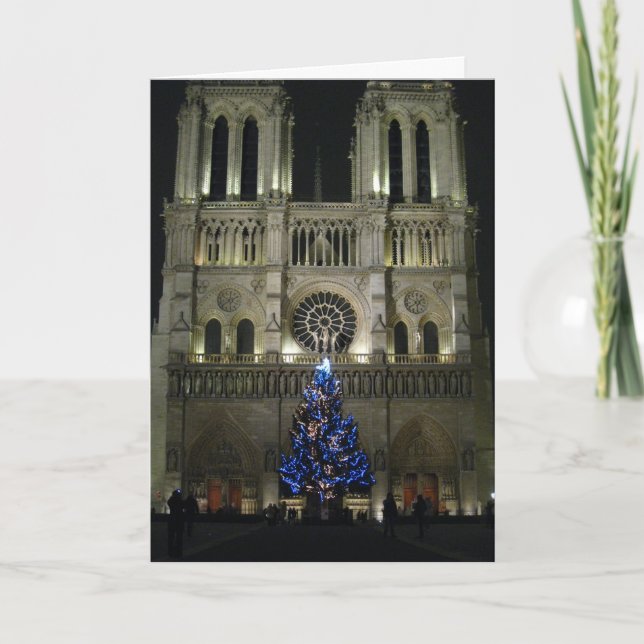 Weihnachtsbaum Notre Dame Feiertagskarte (Vorderseite)
