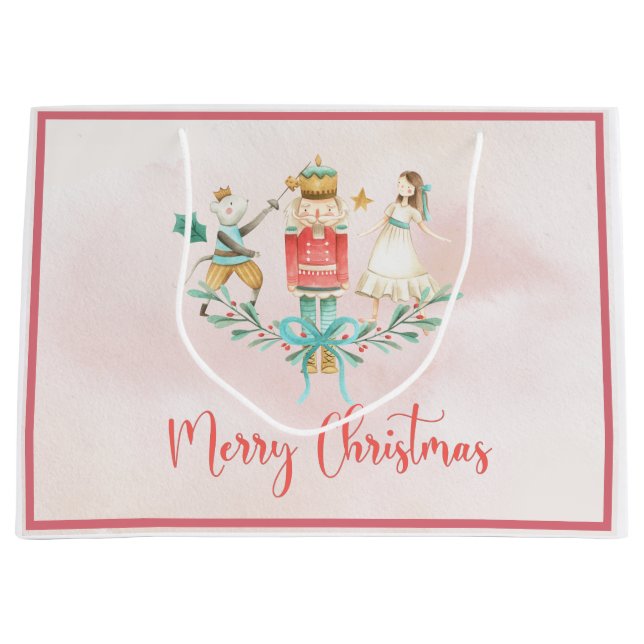 Weihnachtsbaum Nutcracker Girl Personalisiert Kids Große Geschenktüte (Vorderseite)
