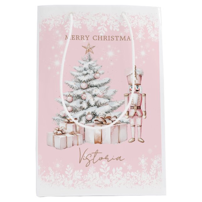 Weihnachtsbaum Nutcracker Schneeflocken Mittlere Geschenktüte (Vorderseite)