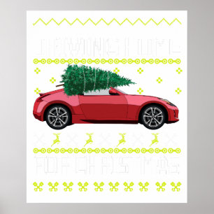 Weihnachtsbaum Oldtimer Auto Xmas hässlicher Pullo Poster