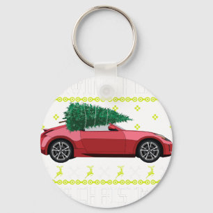 Weihnachtsbaum Oldtimer Auto Xmas hässlicher Pullo Schlüsselanhänger