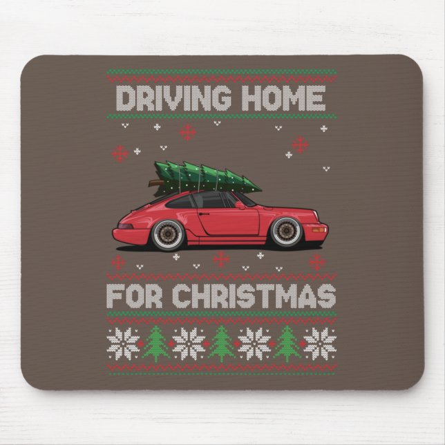 Weihnachtsbaum Oldtimer Auto Xmas Ugly Sweater Pul Mousepad (Vorne)