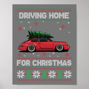 Weihnachtsbaum Oldtimer Auto Xmas Ugly Sweater Pul Poster