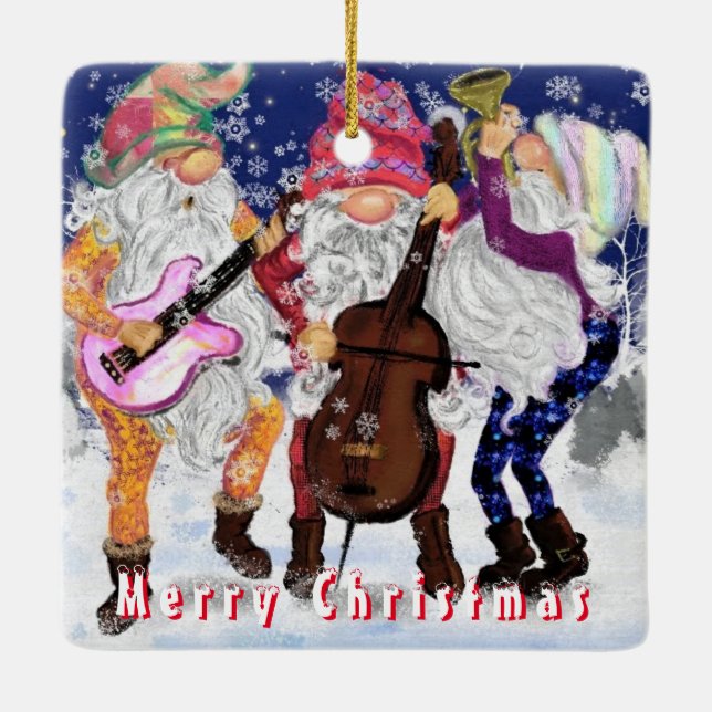 Weihnachtsbaum Ornament Gnomes Music Band (Rückseite)