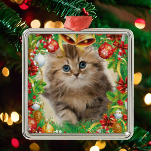 Weihnachtsbaum Ornament Katze Kätzchen Fotovorlage