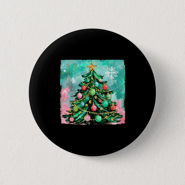 Weihnachtsbaum Ornamente Feiertage Xmas Lichter Mä Button (Vorderseite)