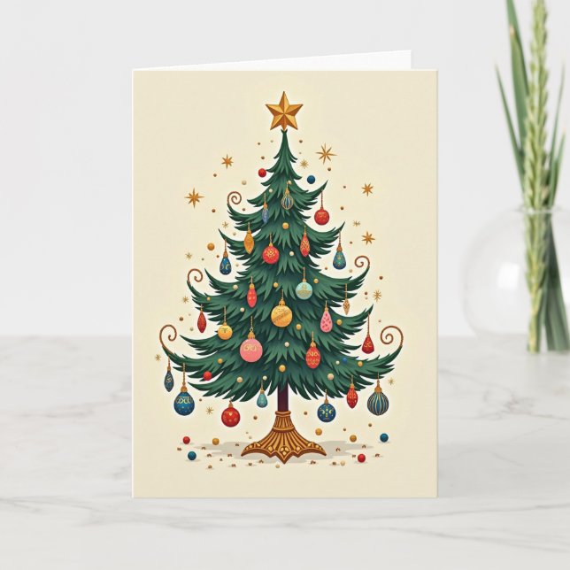 Weihnachtsbaum-Ornamente Karte (Vorderseite)