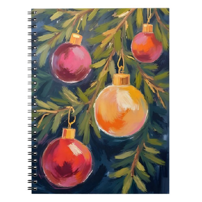 Weihnachtsbaum-Ornamente Wasserfarbe Notizblock (Vorderseite)