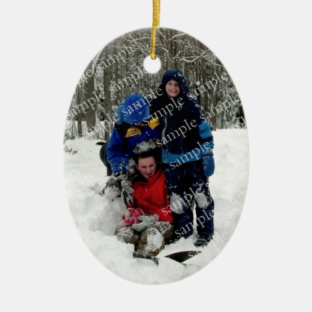 Weihnachtsbaum Oval Foto Template Ornament (Vorne)