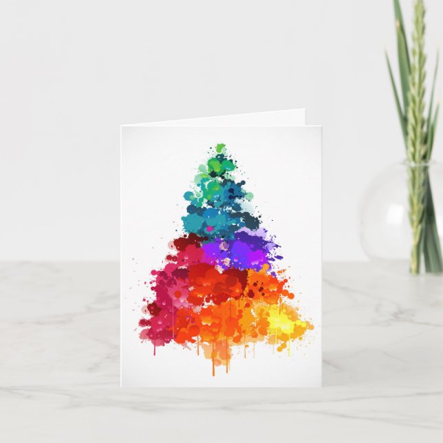 Weihnachtsbaum, Paint, Primärfarben Feiertagskarte (Vorderseite)