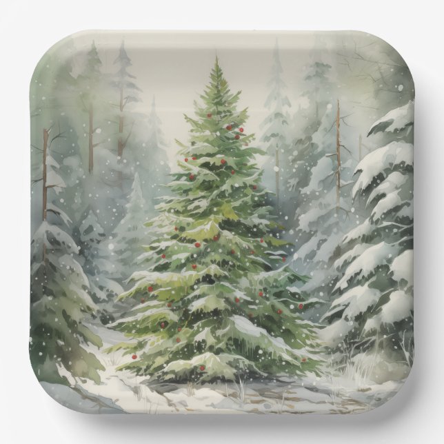 Weihnachtsbaum Pappteller (Vorderseite)