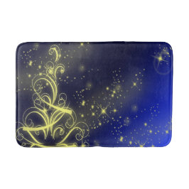 Weihnachtsbaum Party Gold Stars Navy Blue Holidays Badematte